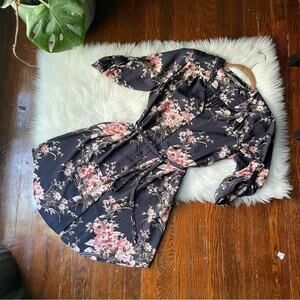 Black Floral Shirt Dress Blush with a waist tie Stitch Fix